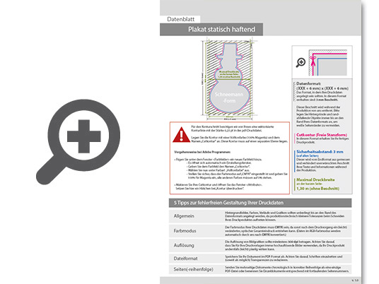 Product Bild plakat_statisch_haftend_4_0_farbig_bedruckt_in_schneemann-form_konturgeschnitten